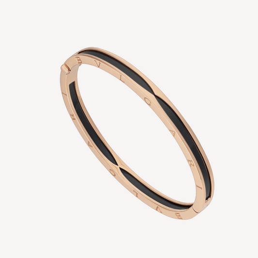[⭐Luxery]ZERO 1 PINK GOLD WITH BLACK CERAMIC BRACELET