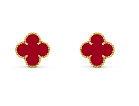 [⭐Luxery] CLOVER 20MM RED AGATE EARRINGS