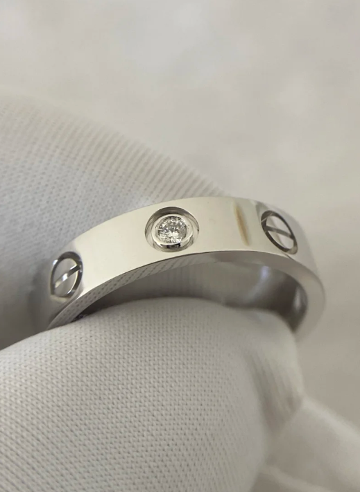 [⭐Luxery]LOVE RING 4MM 1 DIAMOND SILVER