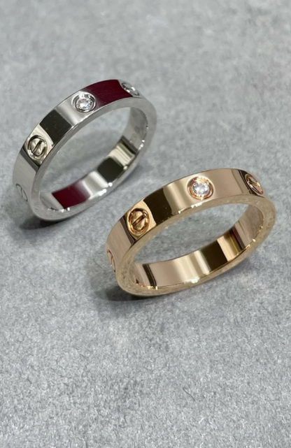 [⭐Luxery]LOVE RING 4MM 1 DIAMOND SILVER