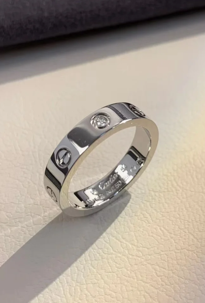 [⭐Luxery]LOVE RING 4MM 1 DIAMOND SILVER