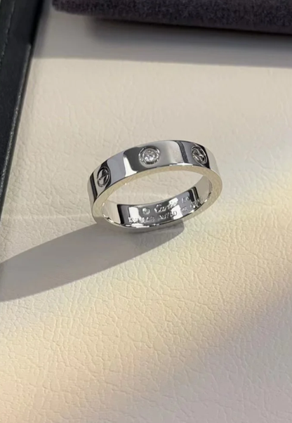[⭐Luxery]LOVE RING 4MM 1 DIAMOND SILVER