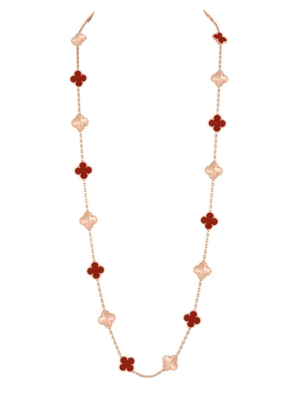 [⭐Luxery]CLOVER 20 MOTIFS LASER CARNELIAN NECKLACE