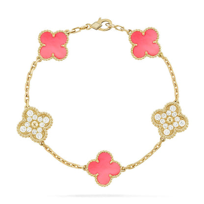 [⭐Luxery] CLOVER 5 MOTIFS  PINK MOP BRACELET COLLECTION