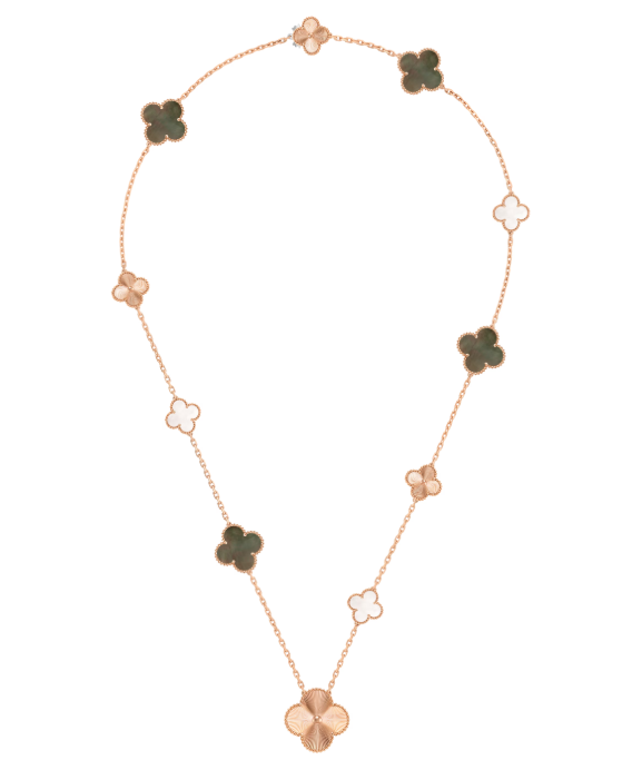 [⭐Luxery]DETACHABLE CLOVER 15(11+4) FLOWER SILVER NECKLACE SET