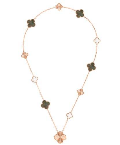 [⭐Luxery]DETACHABLE CLOVER 15(11+4) FLOWER SILVER NECKLACE SET