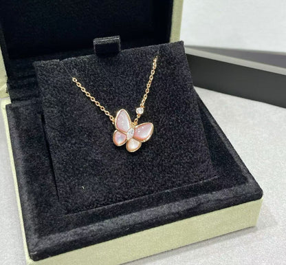 [⭐Luxery]BUTTERFLY PINK MOTHER-OF-PEARL DIAMOND NECKLACE