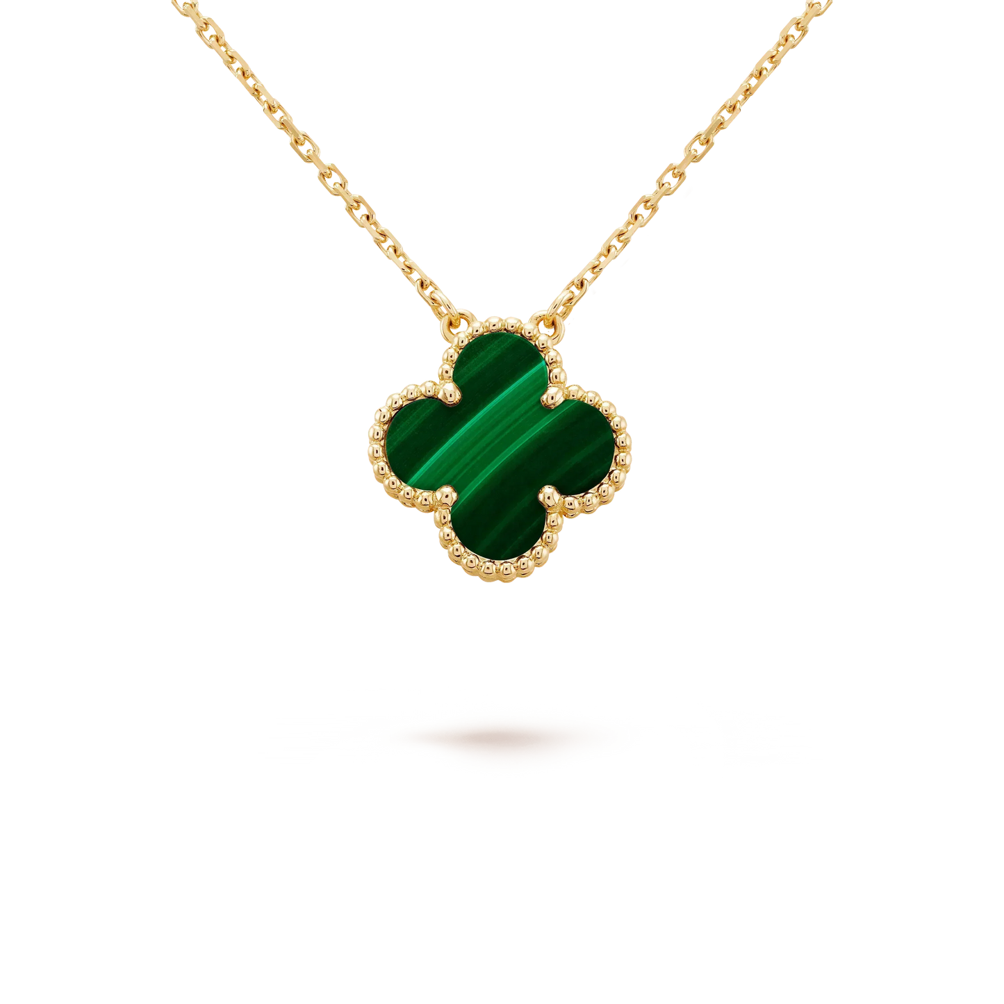 [⭐Luxery]CLOVER 15MM MALACHITE SINGLE FLOWER  NECKLACE