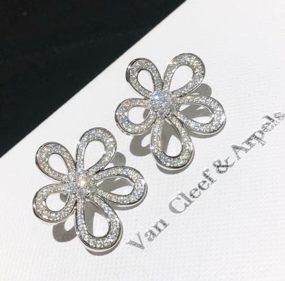 [⭐Luxery]FLOWERLACE EARRINGS FULL DIAMONDS
