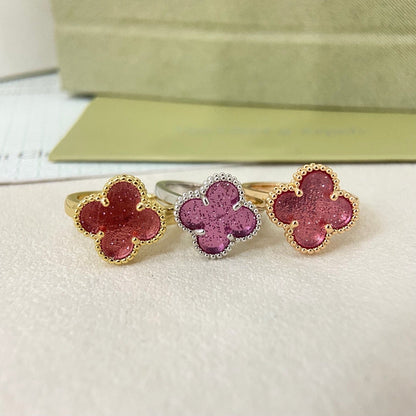 [⭐Luxery]NEW ROSE QUARTZ FOUR-LEAF CLOVER RING