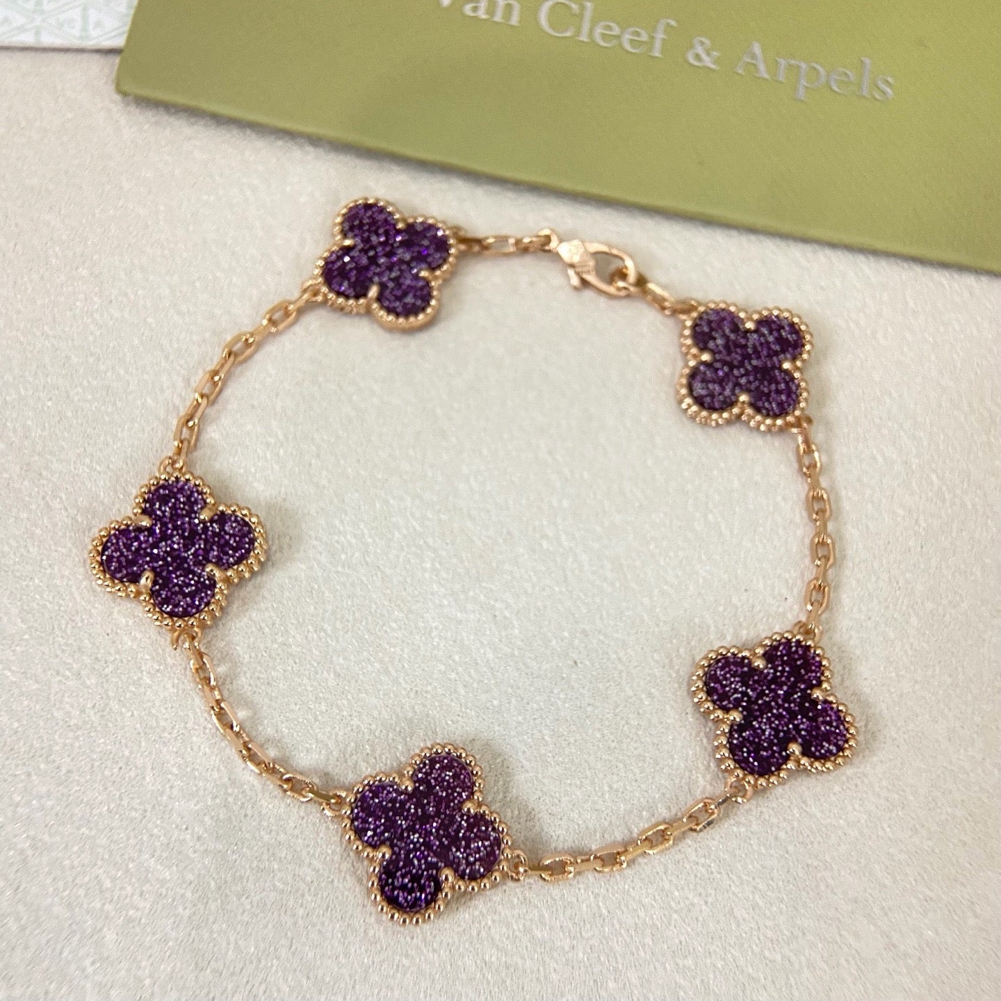 [⭐Luxery]NEW PURPLE SAND-GOLD FOUR-LEAF CLOVER 5-FLOWER BRACELET