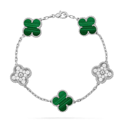 [⭐Luxery] CLOVER 5 MOTIF MALACHITE BRACELET COLLECTION