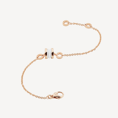 [⭐Luxery]ZERO 1 SOFT PINK GOLD AND WHITE CERAMIC BRACELET
