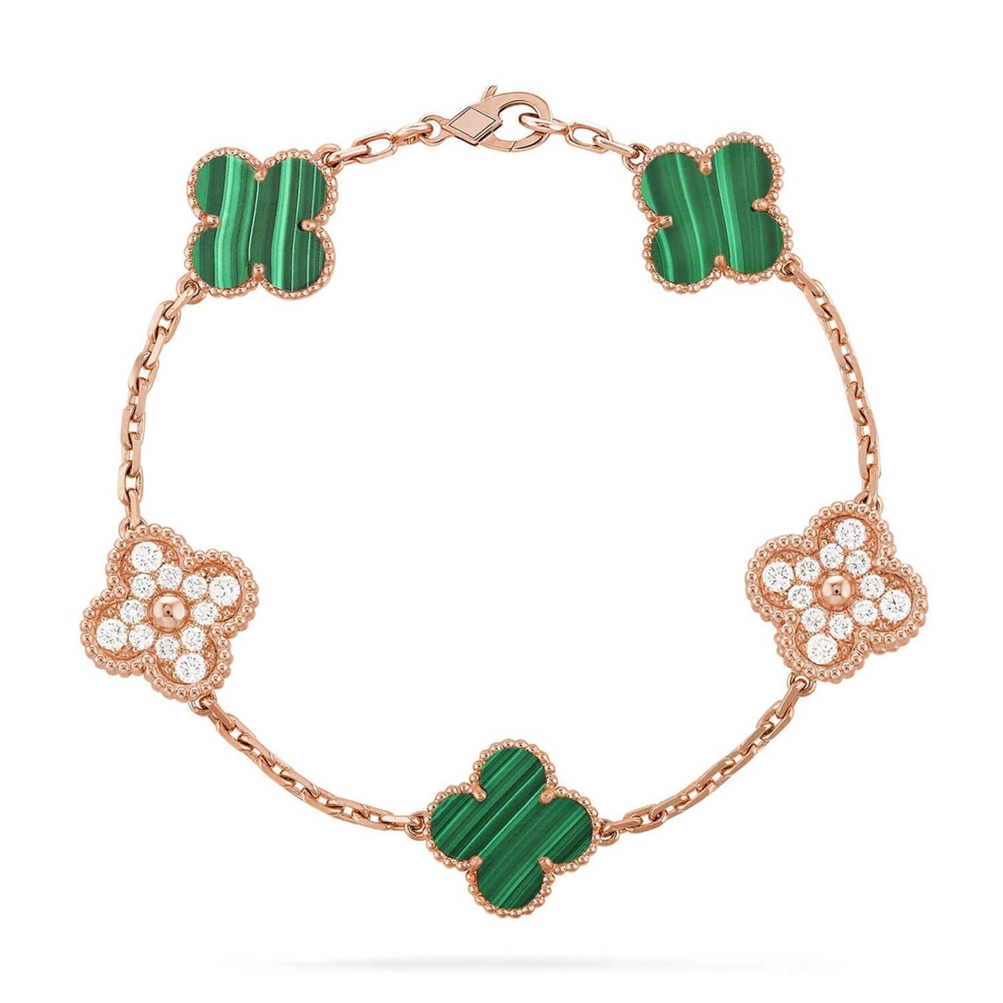 [⭐Luxery] CLOVER 5 MOTIF MALACHITE BRACELET COLLECTION