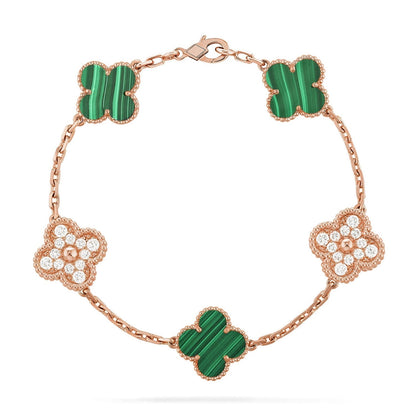 [⭐Luxery] CLOVER 5 MOTIF MALACHITE BRACELET COLLECTION