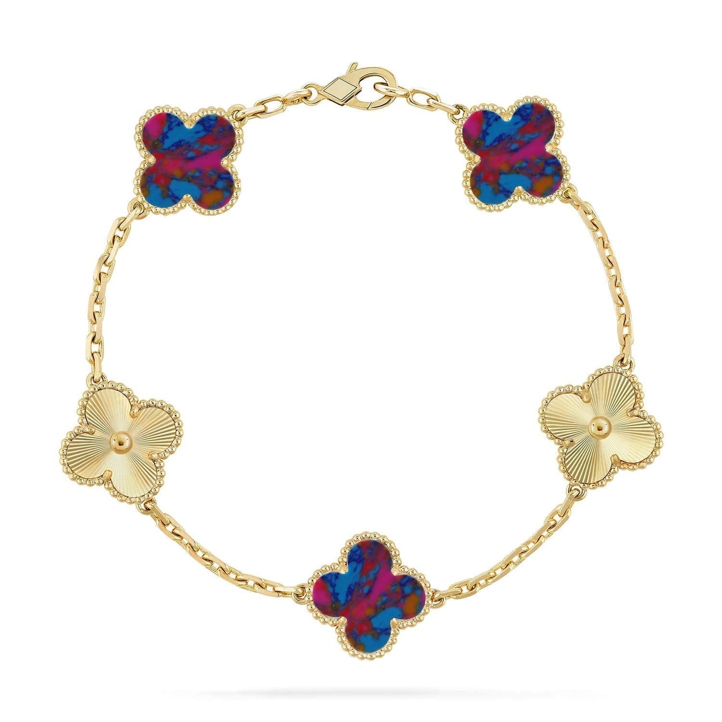 [⭐Luxery]CLOVER 5 MOTIF COLOR GEMSTONES BRACELET COLLECTION