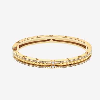 [⭐Luxery]ZERO 1 SPIRAL AND PAVED DIAMOND GOLD BRACELET