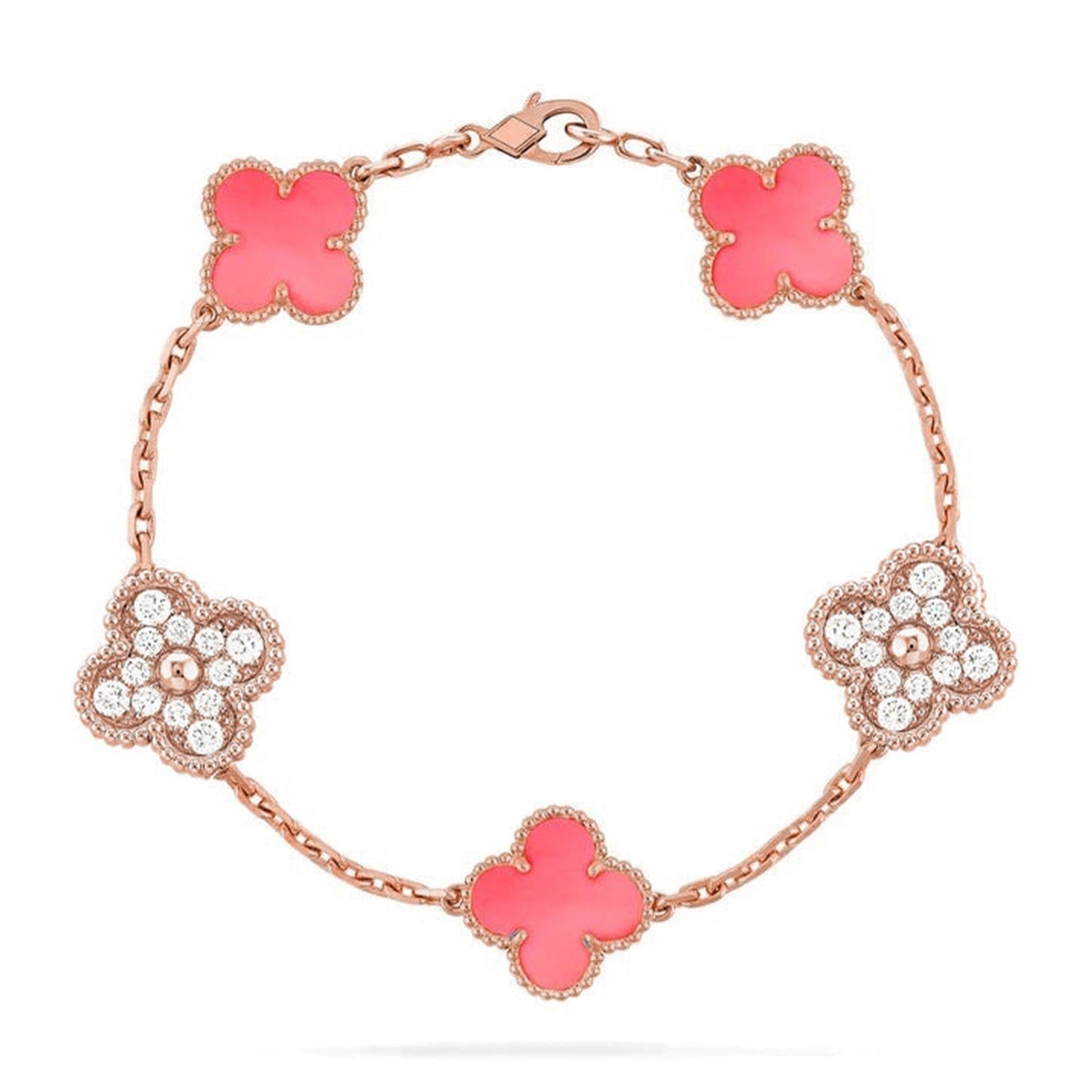 [⭐Luxery] CLOVER 5 MOTIFS  PINK MOP BRACELET COLLECTION