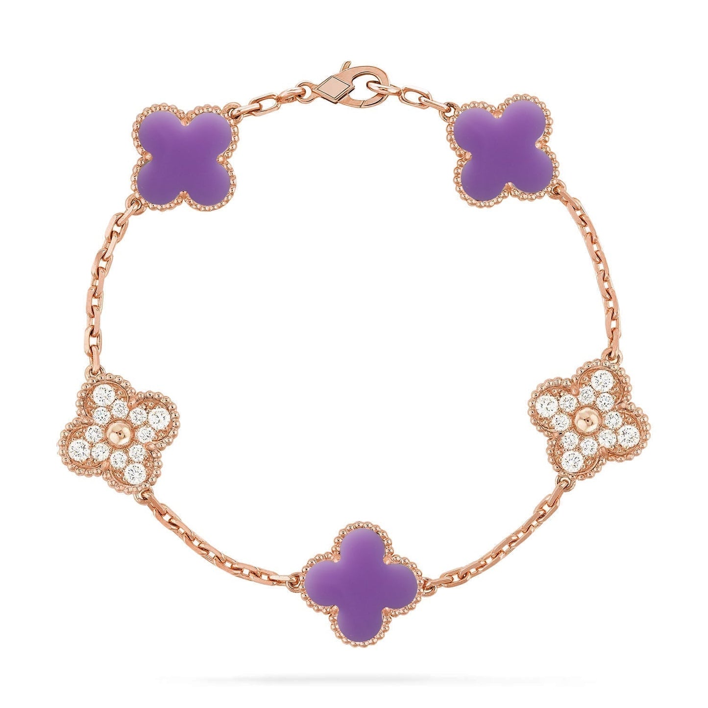 [⭐Luxery]CLOVER 5 MOTIF LIGHT PURPLE BRACELET COLLECTION
