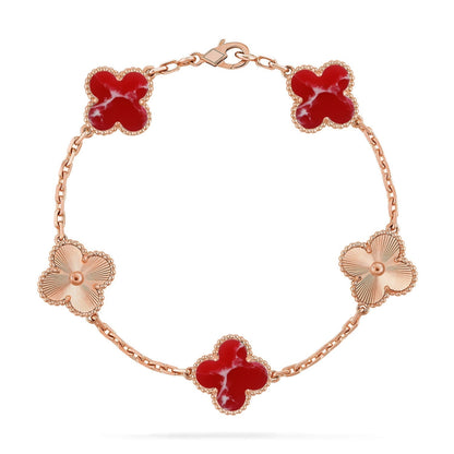 [⭐Luxery]CLOVER 5 MOTIF RED PATTERN BRACELET COLLECTION