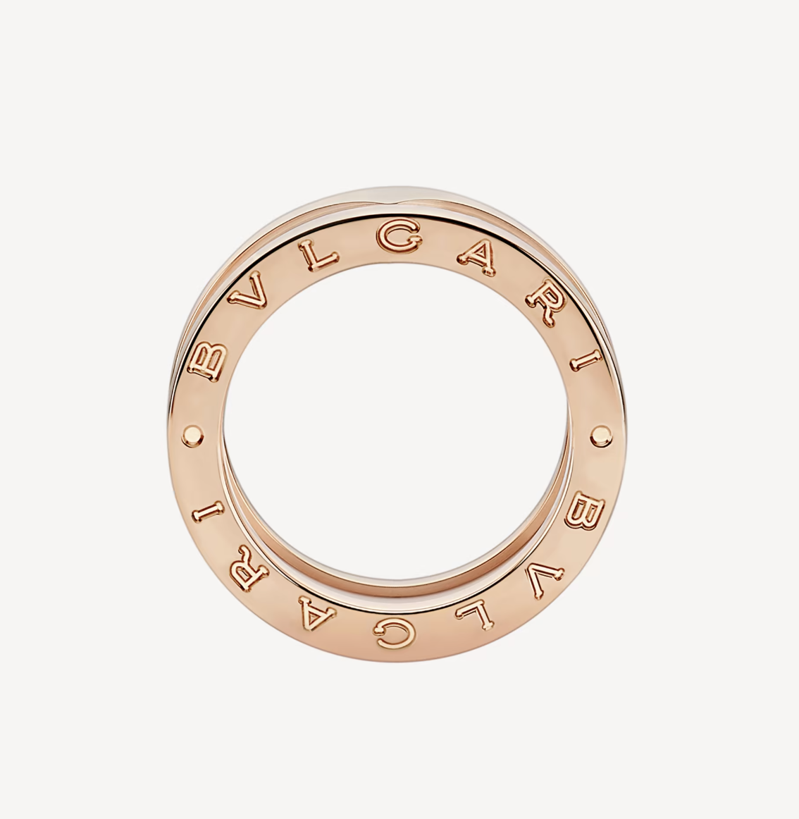 [⭐Luxery]ZERO 1 TWO-BAND LOOPS AND WHITE CERAMIC SPIRAL PINK GOLD RING