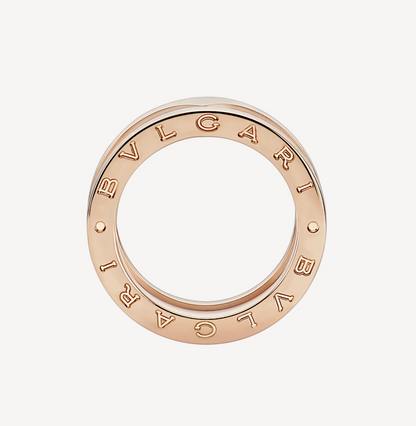 [⭐Luxery]ZERO 1 TWO-BAND LOOPS AND WHITE CERAMIC SPIRAL PINK GOLD RING