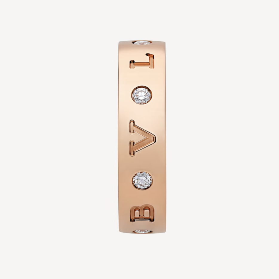 [⭐Luxery]ZERO 1 ESSENTIAL PINK GOLD BAND WITH DIAMONDS RING