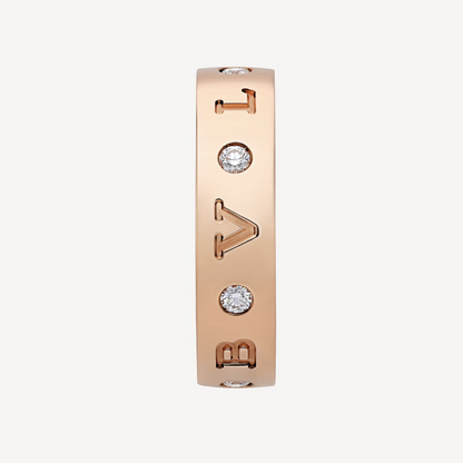 [⭐Luxery]ZERO 1 ESSENTIAL PINK GOLD BAND WITH DIAMONDS RING