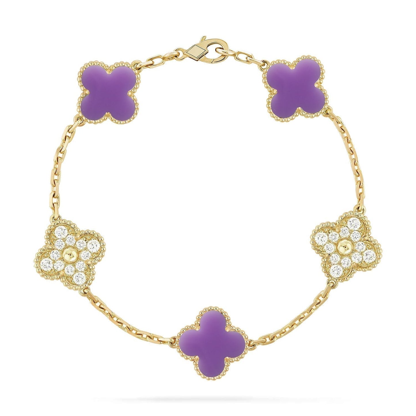 [⭐Luxery]CLOVER 5 MOTIF LIGHT PURPLE BRACELET COLLECTION