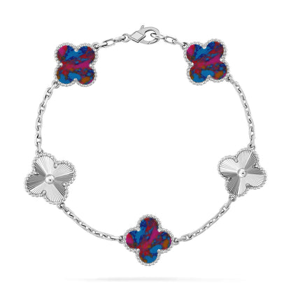 [⭐Luxery]CLOVER 5 MOTIF COLOR GEMSTONES BRACELET COLLECTION