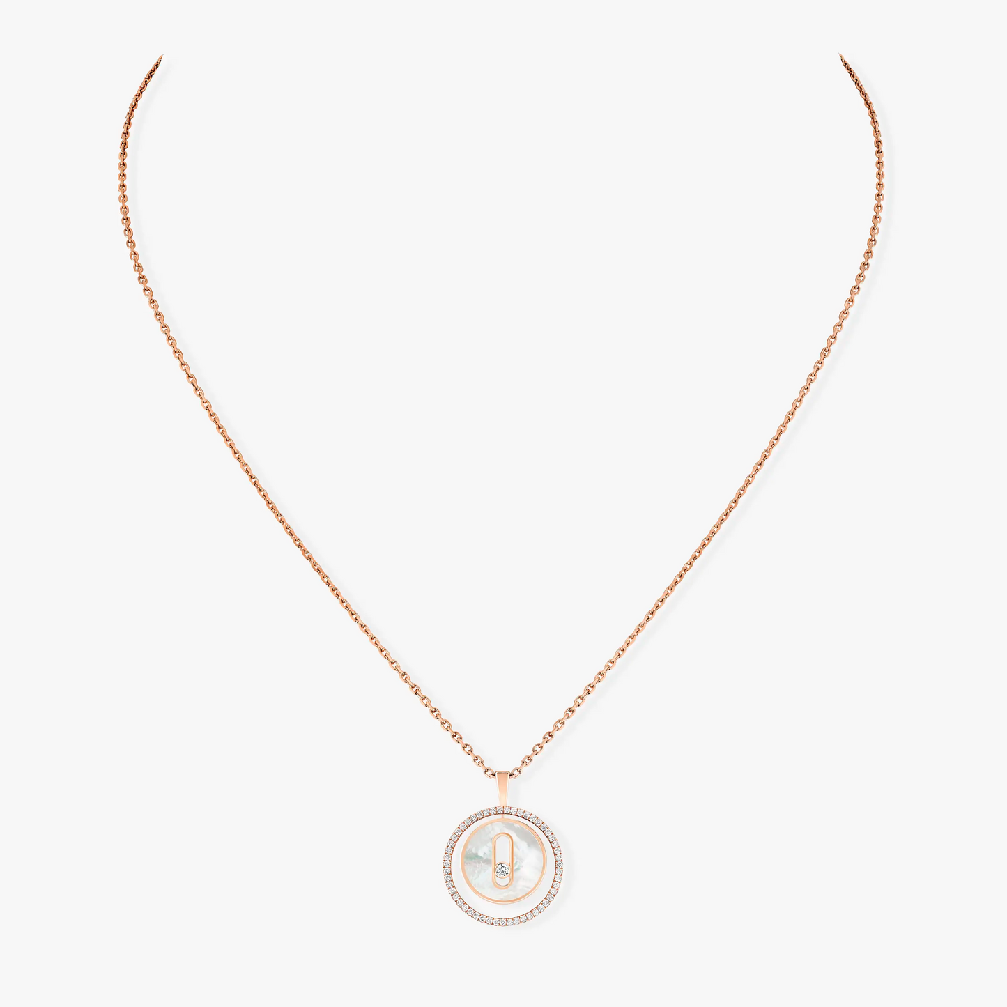 [⭐Luxery]Demo MOVE 1 DIAMOND WHITE MOTHER OF PEARL PINK GOLD DIAMOND NECKLACE