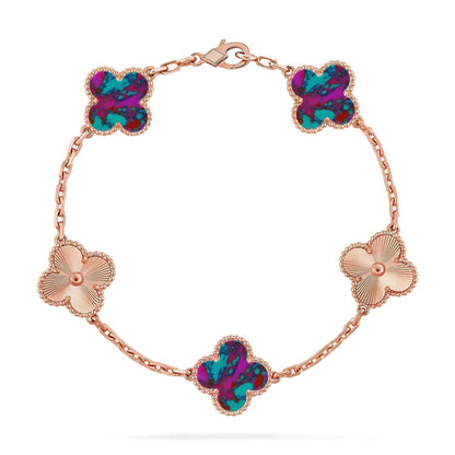 [⭐Luxery]CLOVER 5 MOTIF COLOR GEMSTONES BRACELET COLLECTION