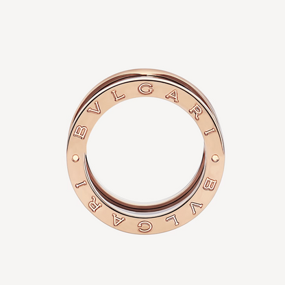[⭐Luxery]ZERO 1 FOUR-BAND LOOPS AND BLACK CERAMIC SPIRAL PINK GOLD RING