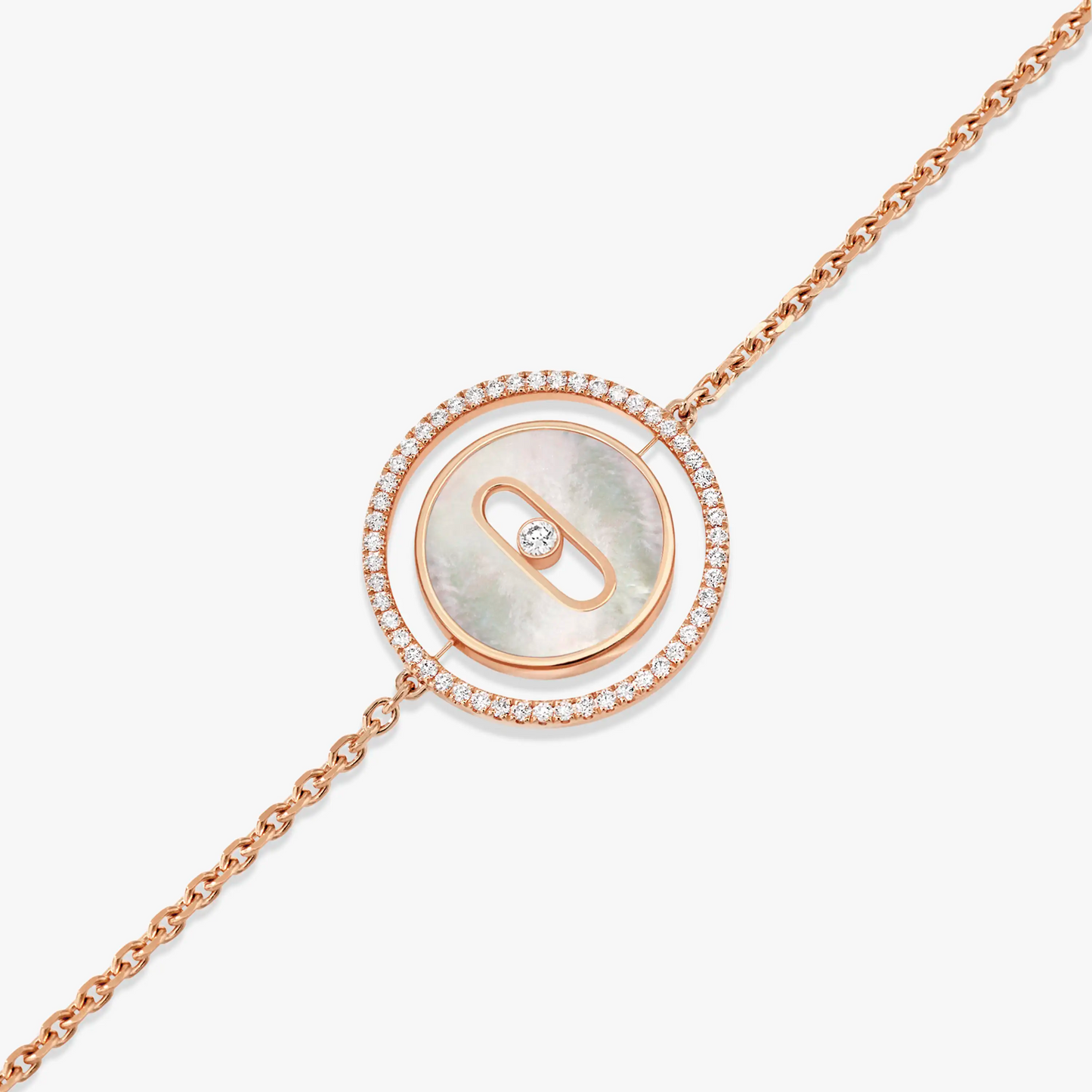 [⭐Luxery]Demo MOVE WHITE MOTHER OF PEARL PINK GOLD DIAMOND BRACELET
