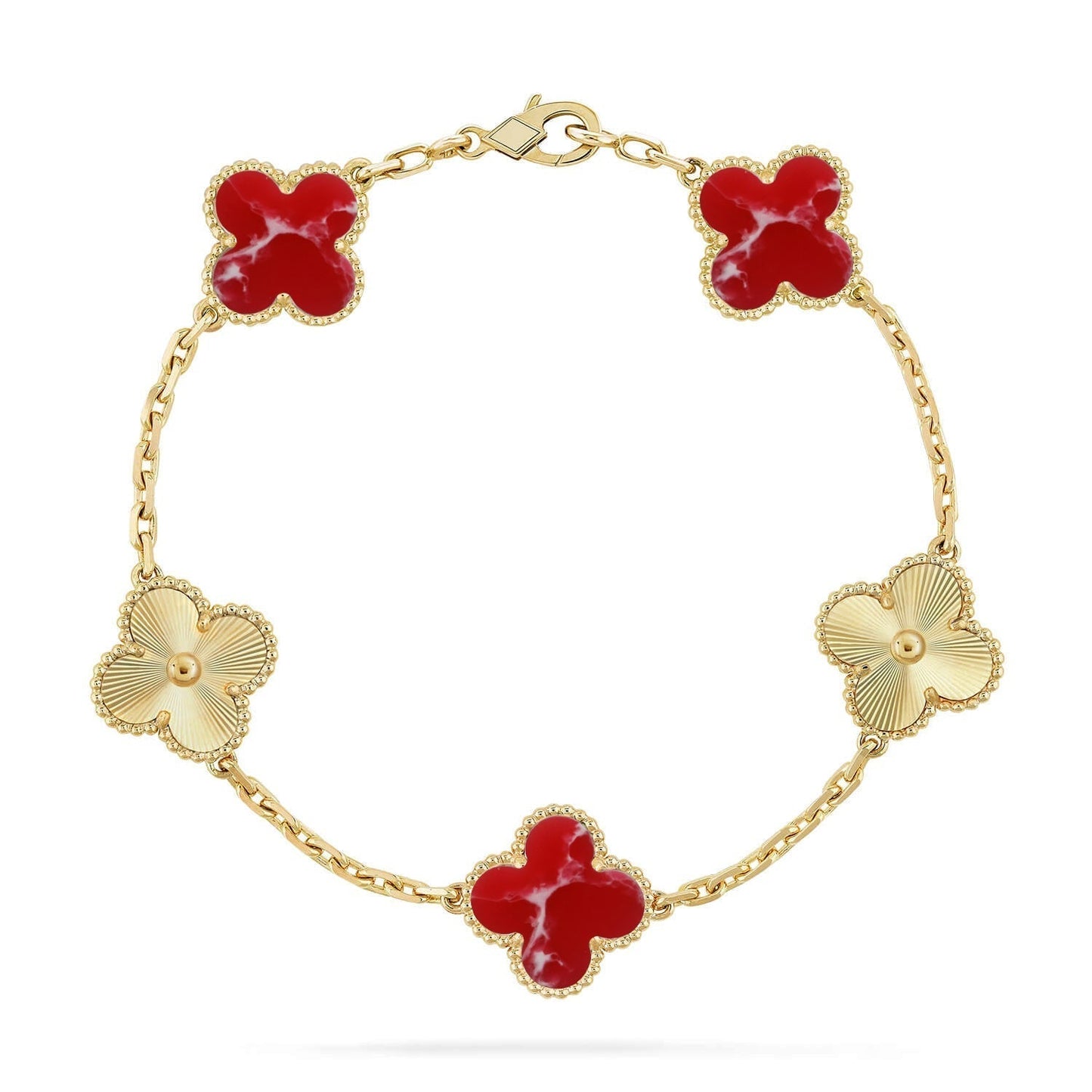 [⭐Luxery]CLOVER 5 MOTIF RED PATTERN BRACELET COLLECTION