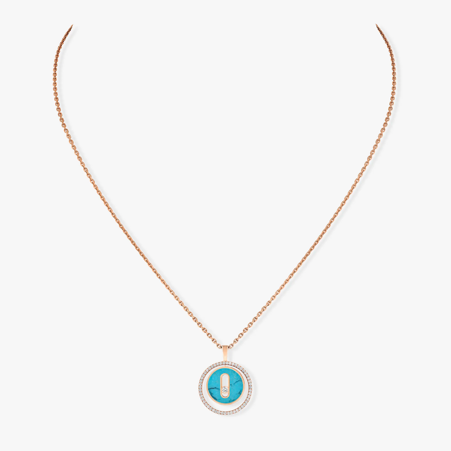 [⭐Luxery]Demo MOVE 1 DIAMOND TURQUOISE PINK GOLD DIAMOND NECKLACE
