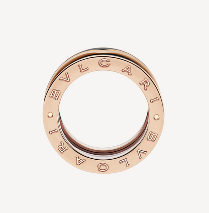 [⭐Luxery]ZERO 1 TWO-BAND WITH MATTE BLACK CERAMIC PINK GOLD RING
