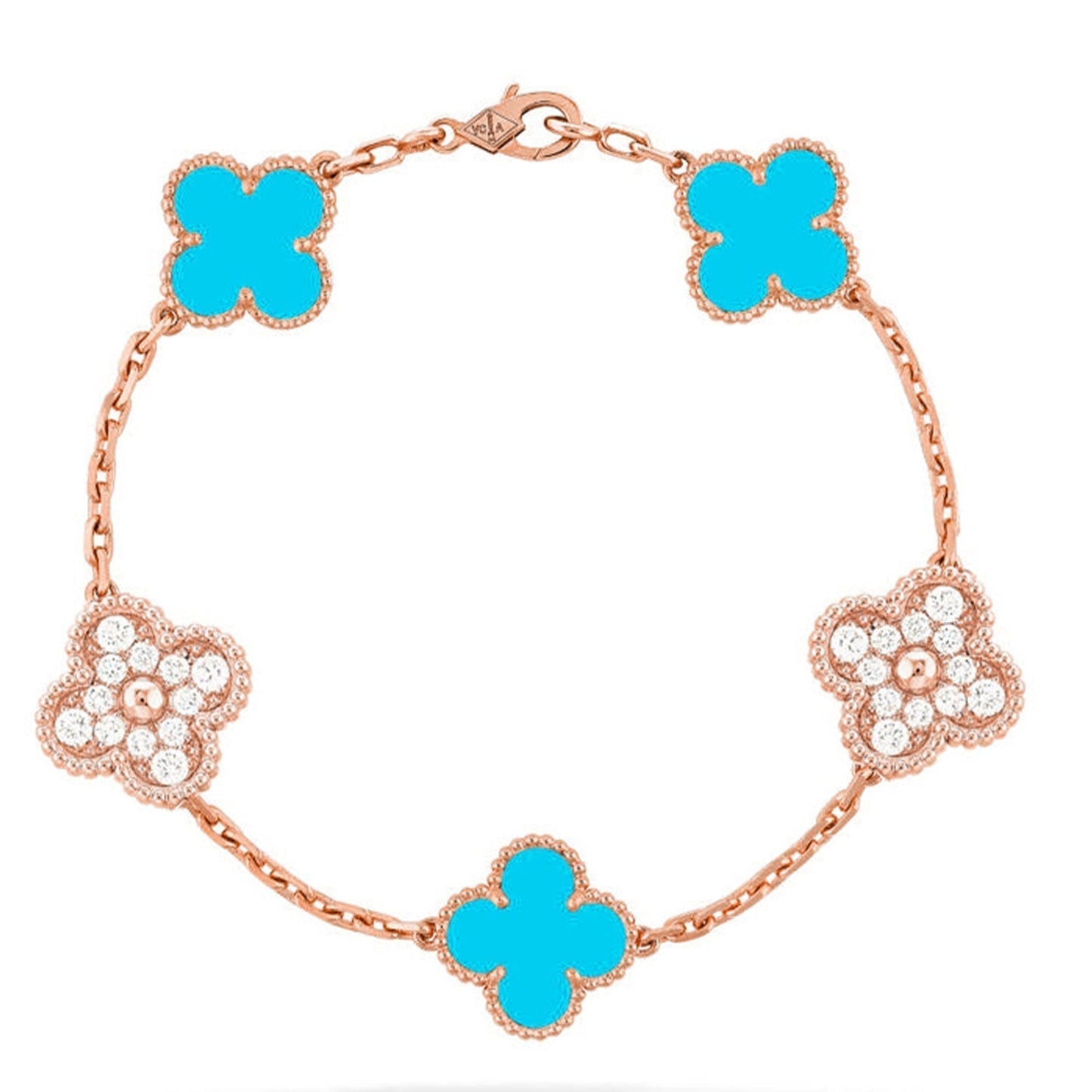[⭐Luxery] CLOVER 5 MOTIF TURQUOISE BRACELET COLLECTION