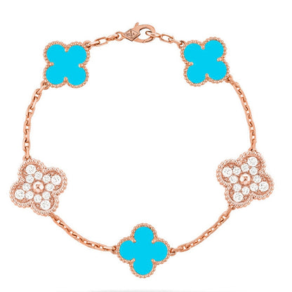 [⭐Luxery] CLOVER 5 MOTIF TURQUOISE BRACELET COLLECTION