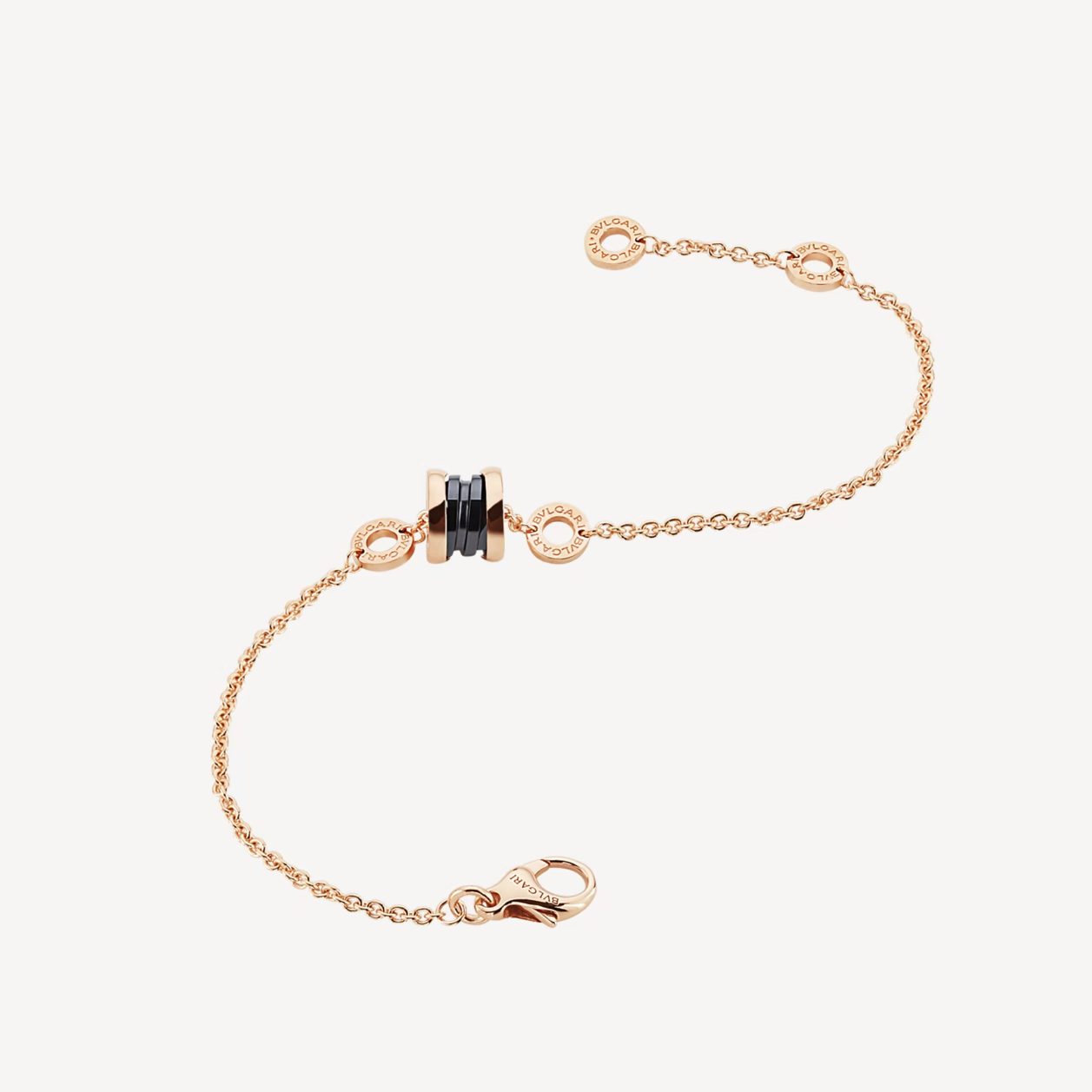 [⭐Luxery]ZERO 1 SOFT PINK GOLD AND BLACK CERAMIC BRACELET