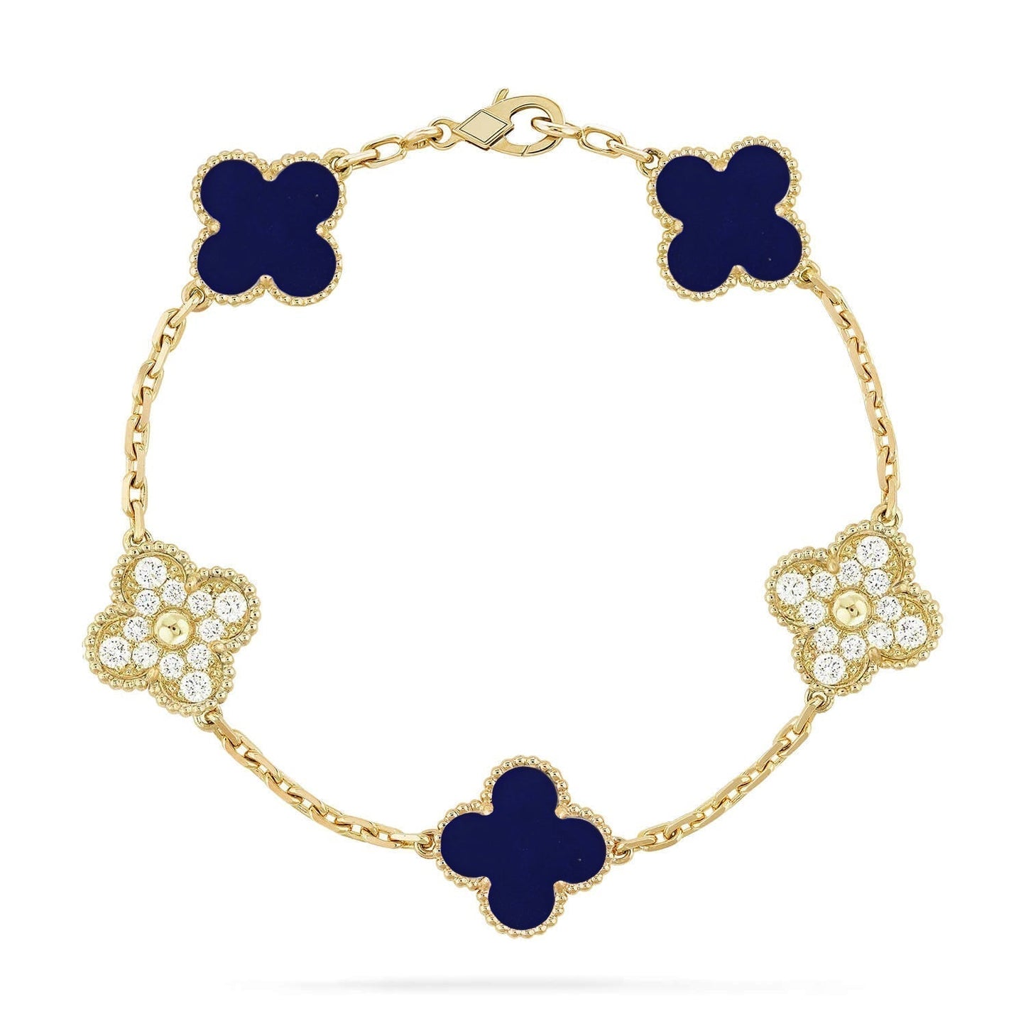 [⭐Luxery]CLOVER 5 MOTIF LAPIS LAZULI BRACELET COLLECTION