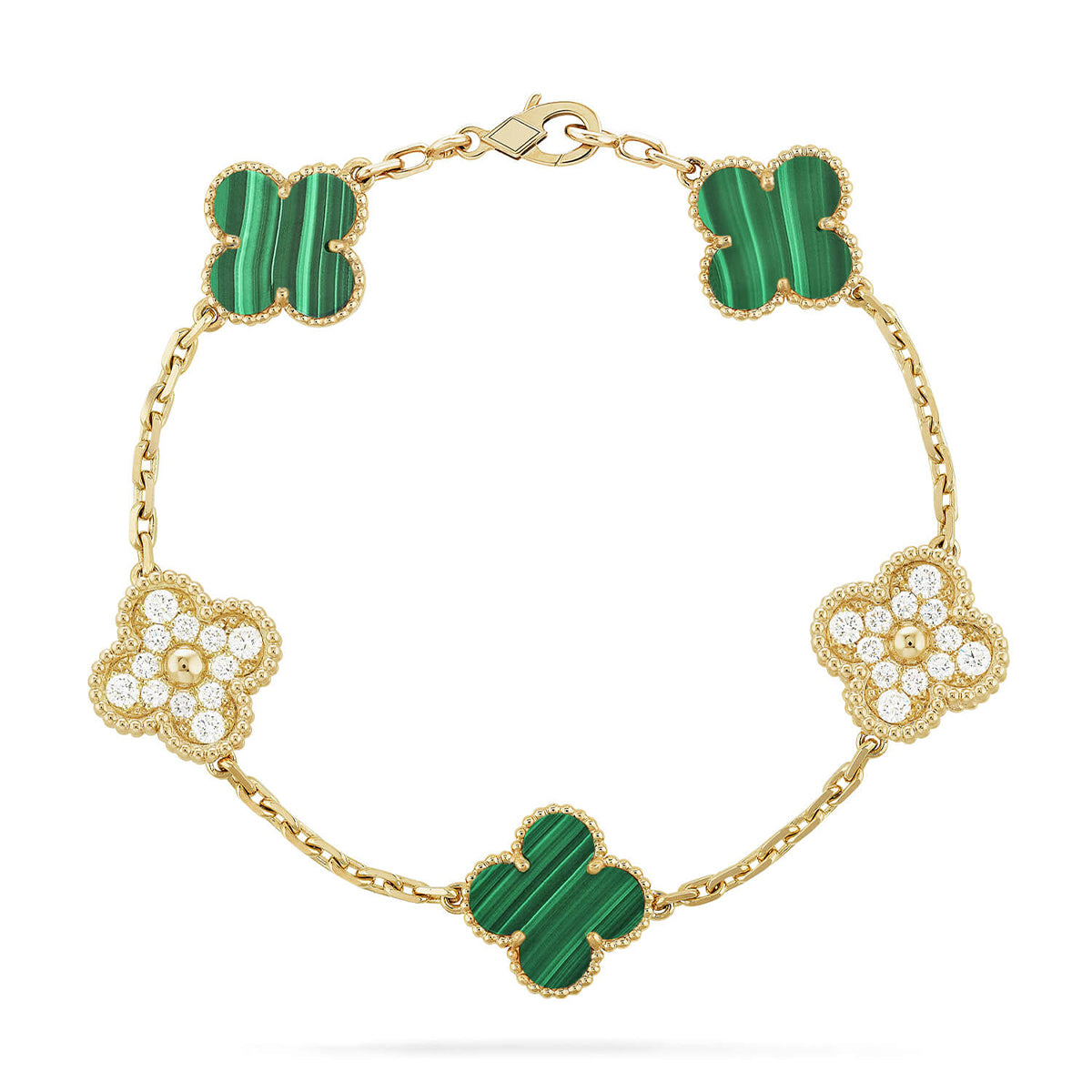 [⭐Luxery] CLOVER 5 MOTIF MALACHITE BRACELET COLLECTION