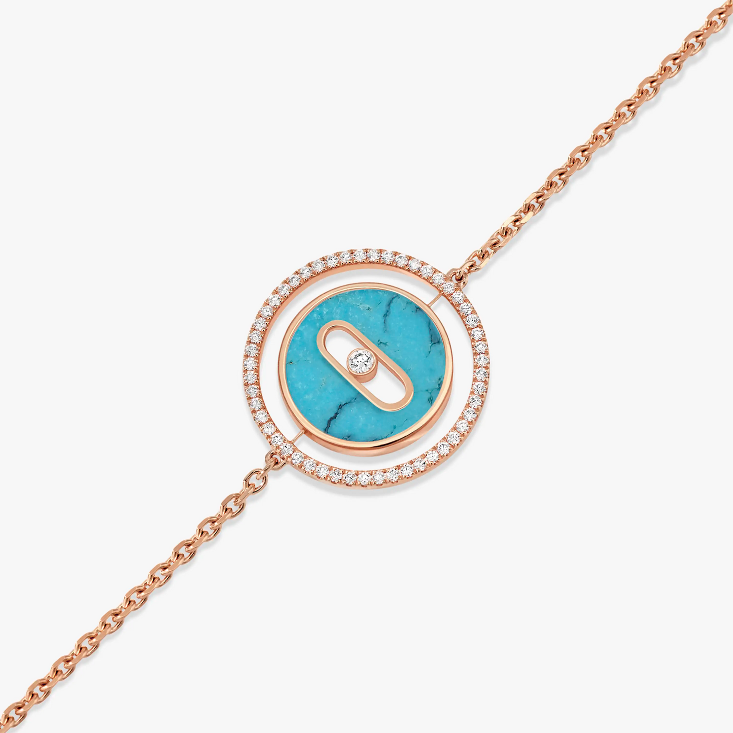 [⭐Luxery]Demo MOVE TURQUOISE PINK GOLD DIAMOND BRACELET