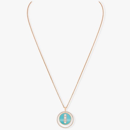 [⭐Luxery]Demo MOVE 3 DIAMONDS TURQUOISE PINK GOLD DIAMOND NECKLACE