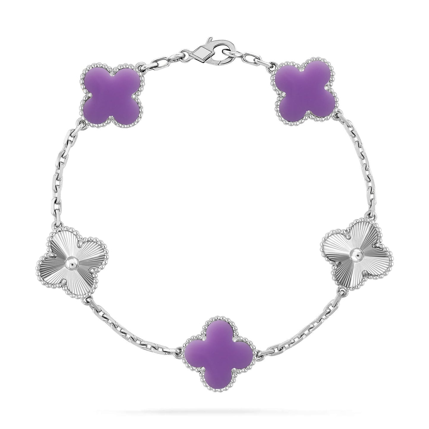 [⭐Luxery]CLOVER 5 MOTIF LIGHT PURPLE BRACELET COLLECTION