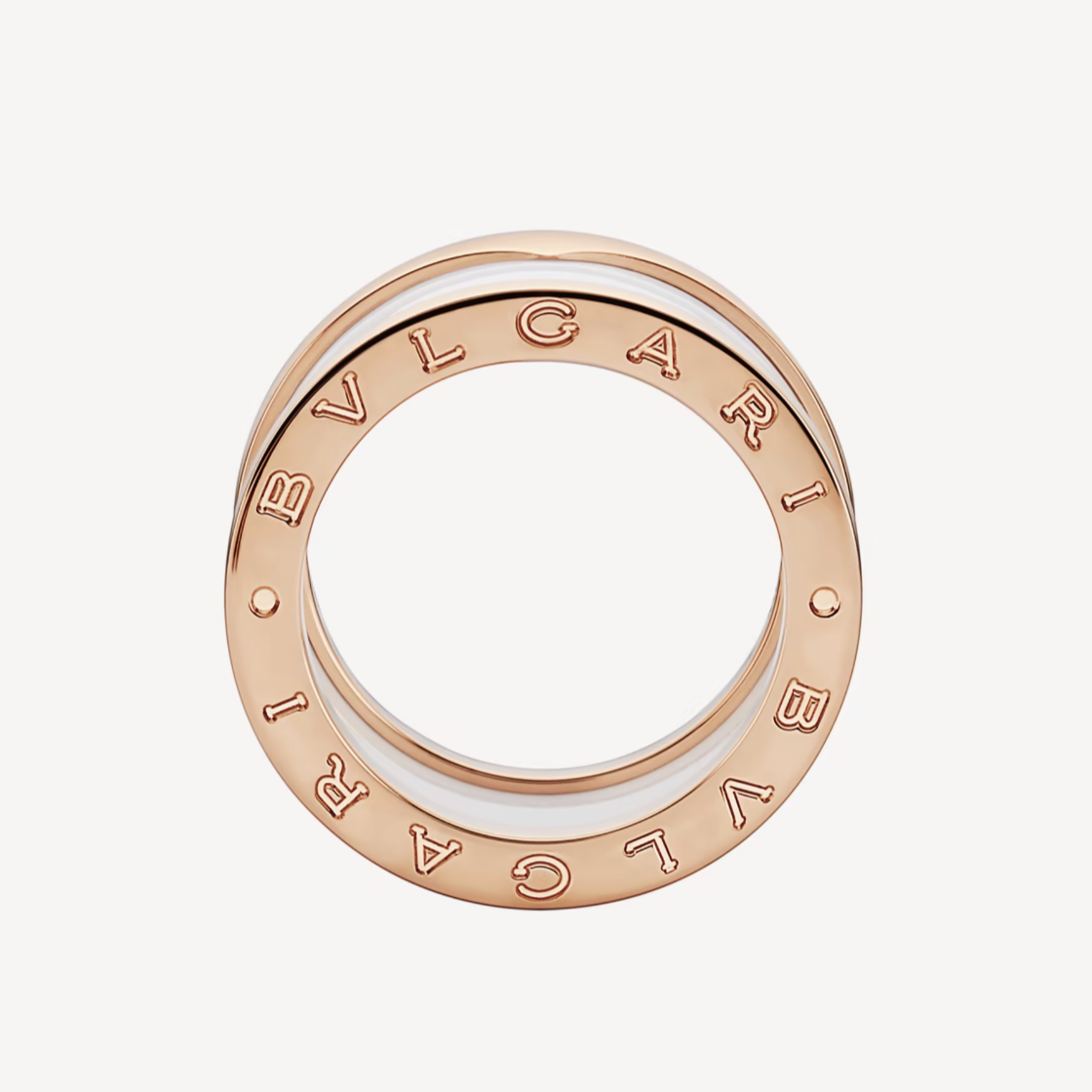 [⭐Luxery]ZERO 1 FOUR-BAND LOOPS AND WHITE CERAMIC SPIRAL PINK GOLD RING