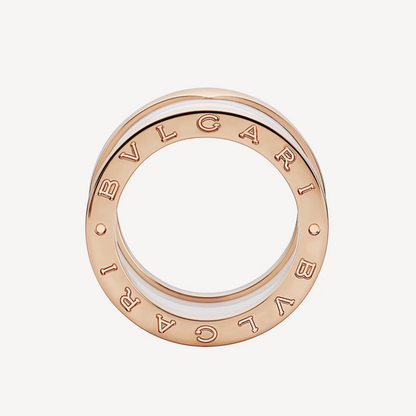[⭐Luxery]ZERO 1 FOUR-BAND LOOPS AND WHITE CERAMIC SPIRAL PINK GOLD RING