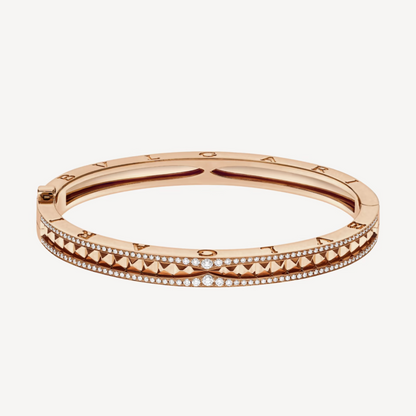 [⭐Luxery]ZERO 1 SPIRAL AND PAVED DIAMOND PINK GOLD BRACELET