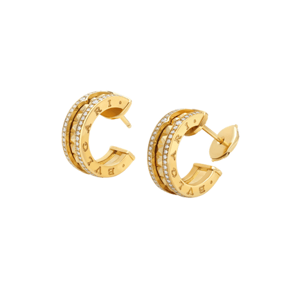 [⭐Luxery]ZERO 1 ROCK GOLD EARRINGS WITH STUDDED SPIRAL AND PAVED DIAMONDS