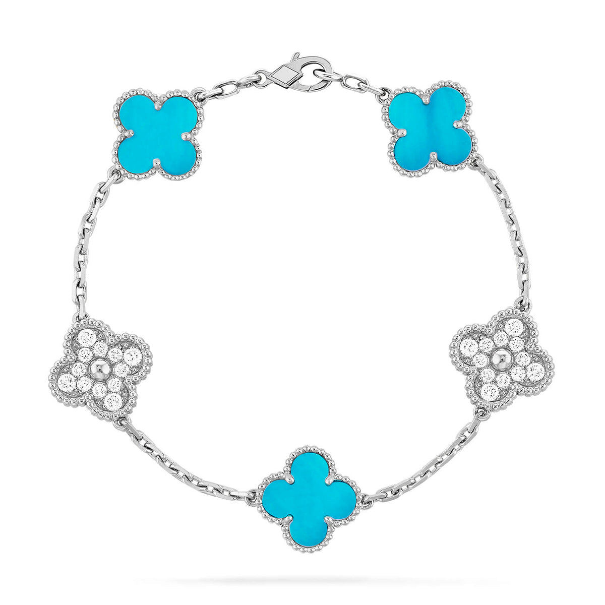 [⭐Luxery] CLOVER 5 MOTIF TURQUOISE BRACELET COLLECTION
